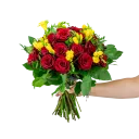 Kytice růží s fréziemi